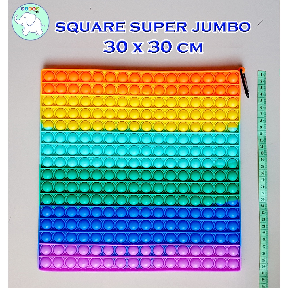 Pop It Board Game Persegi Panjang Battle Free Dadu Rainbow Jumbo-Kotak Jumbo 30cm