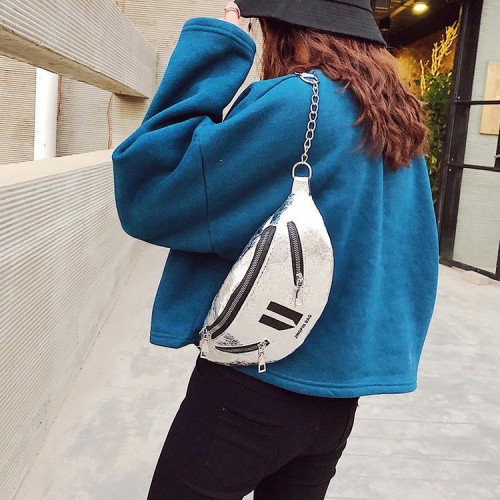 BJ2119 - BLACK/GOLD/PINK/SILVER - TAS SLINGBAG WAIST GLOSSY IMPOR TAS WANITA FASHION IMPORT MODIS ELEGAN TERMURAH TERLARIS TERBARU BAGSTORE JAKARTA TAS BATAM JT119 LT1781 BQ2840