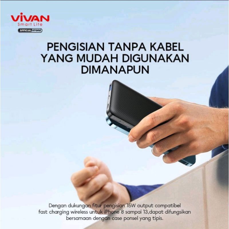 POWERBANK 10000mAH QUICK CHARGER WIRELESS CHARGING VIVAN VPB-W11