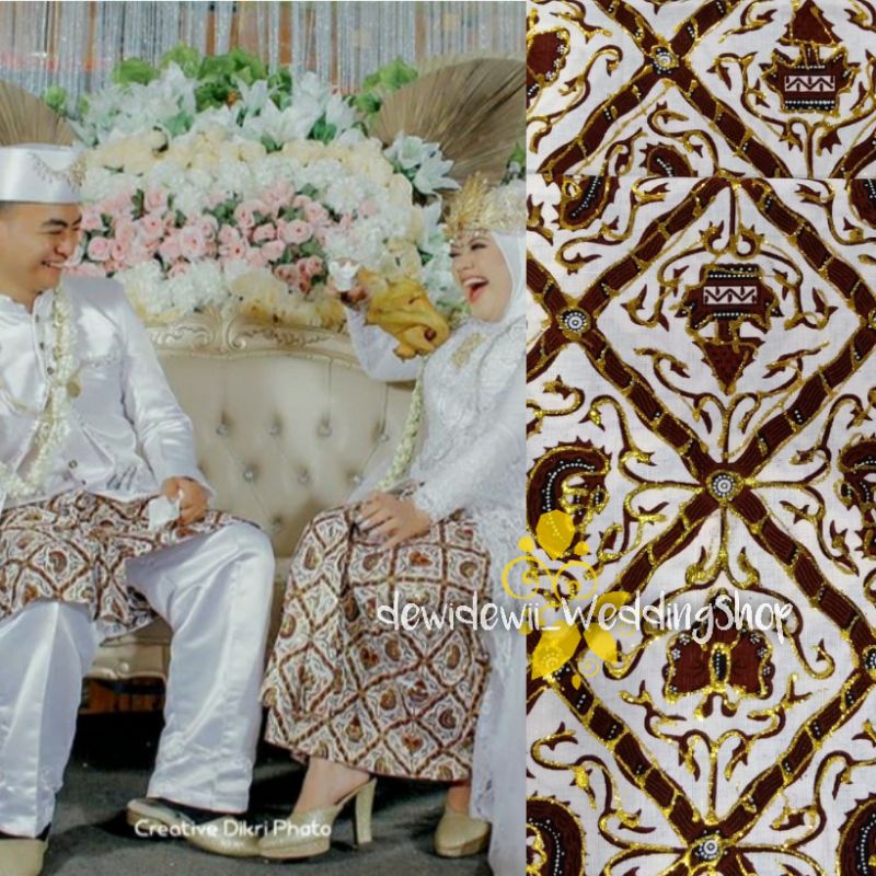 [Sepasang] Jarik Pengantin Prodo - Motif Lengkap || Dasar Coklat &amp; Putih