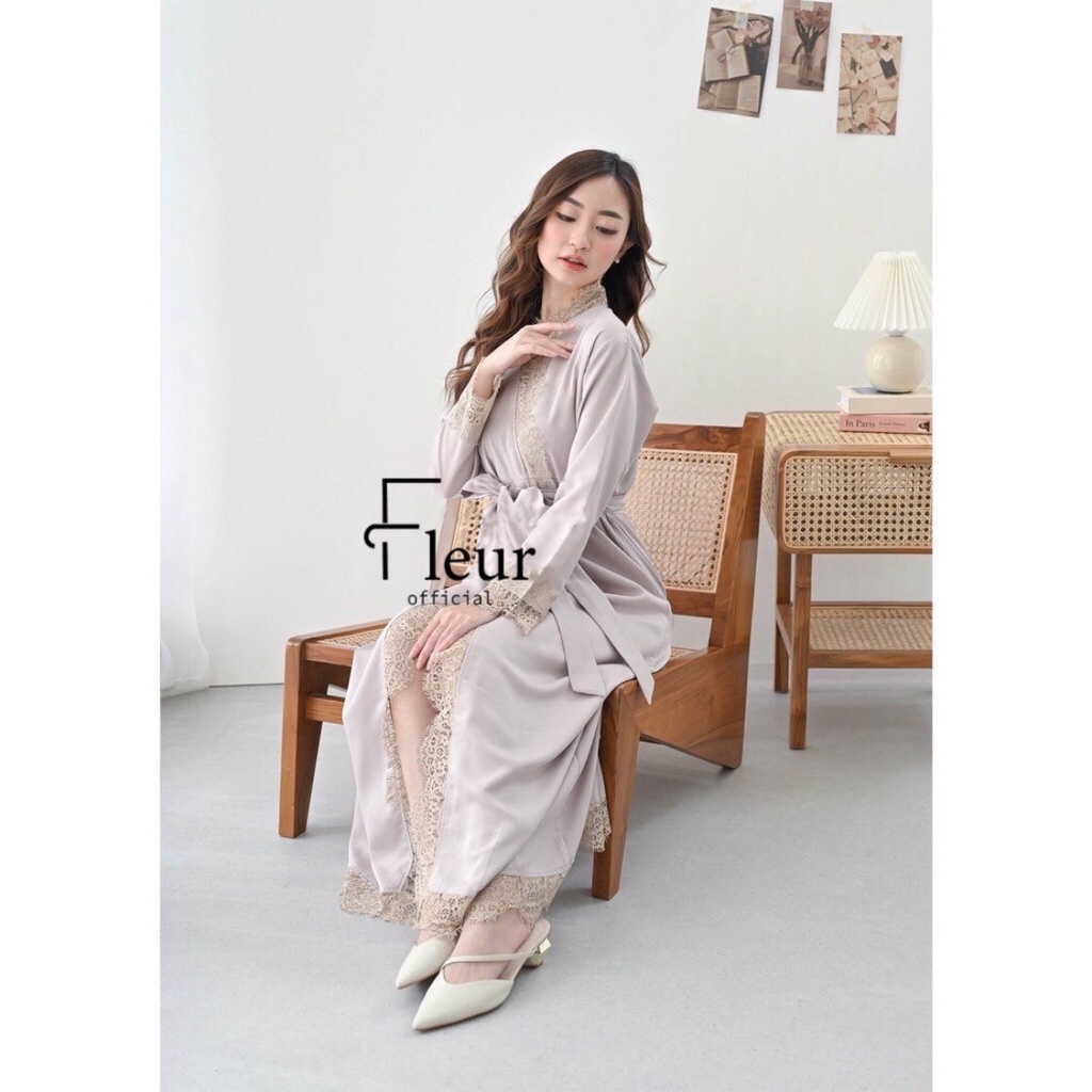 Kimono Pengantin Hijab NonHijab Amora Khaki - Kimono Pengantin / Bride Robe / Robe Bride