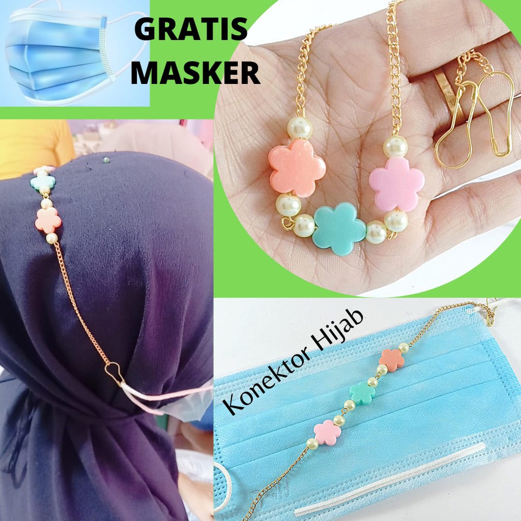 Moza Konektor Masker hijab masker mutiara strap korea Fashion wanita Konektor Hijab