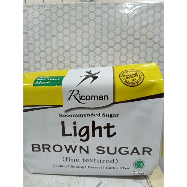 

RICOMAN LIGHT BROWN SUGAR 1KG SEBAGAI CAMPURAN COOKIES, BAKING, DESSERT,COFFEE,TEA