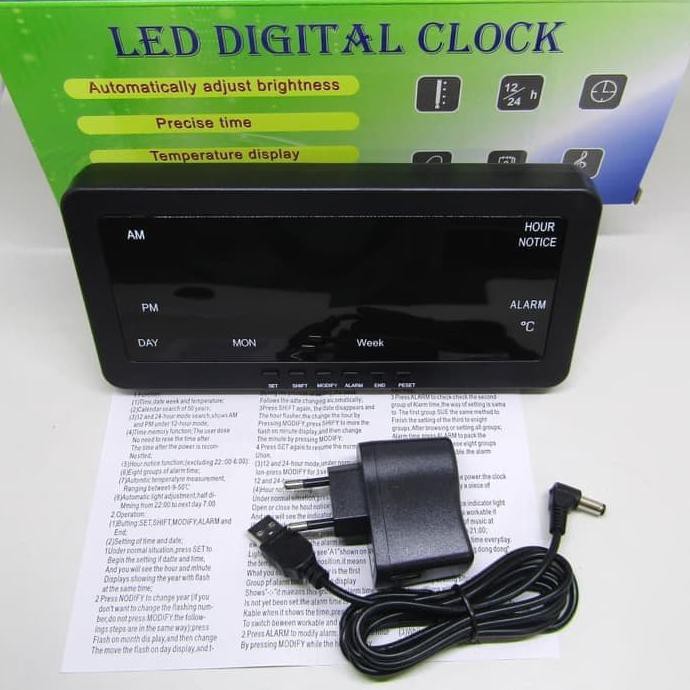 Jam Meja Led Digital 1008 Biru / Jam Dinding Led Digital Clock Blue - Biru