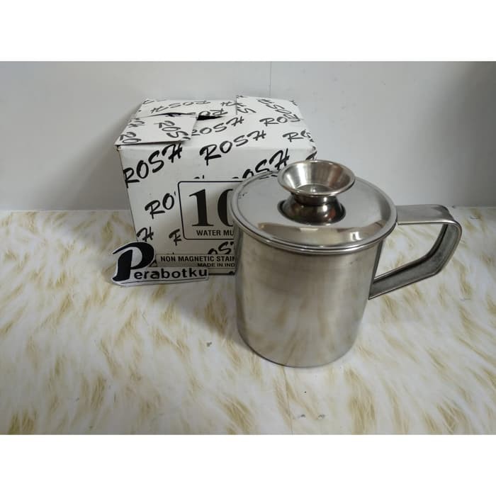 Mug Stenlis 10 Cm Rosh / Water Mug / Gelas Cangkir+Tutup Stenlis