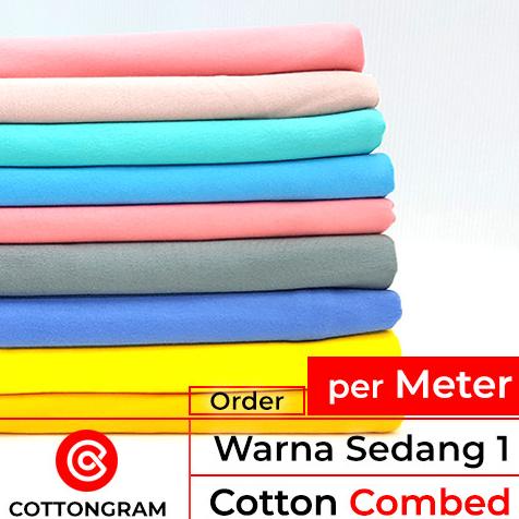 Kain kaos bahan kaos katun cotton combed 24s & 30s wrn sedang / meter