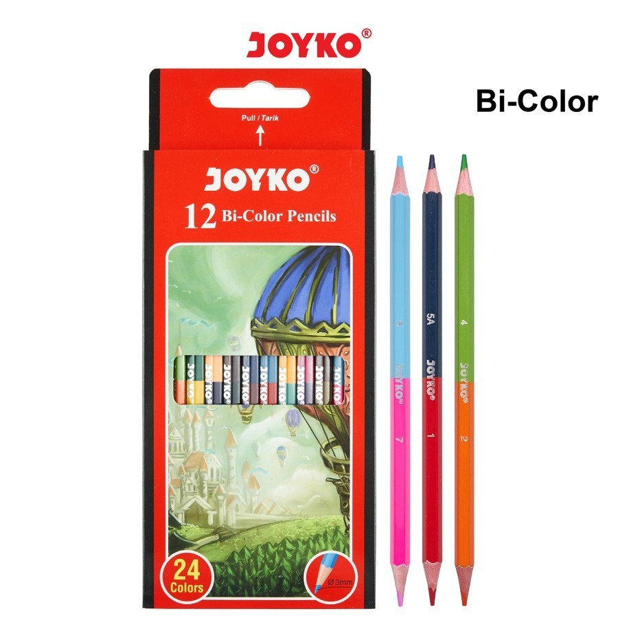 

Pensil Warna 2 Sisi 24warna JOYKO CP-Bi101/Bi Duo Color Pencil 24Warna CP-Bi101