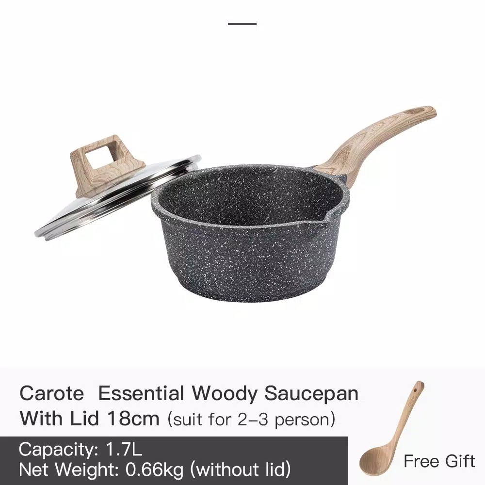Carote Essential Woody Sauce Pan With Lid 18 cm