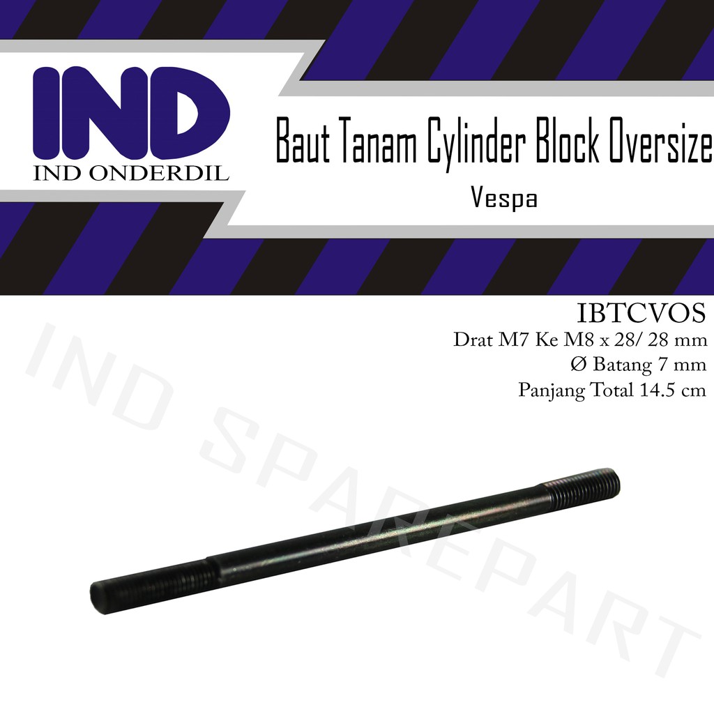 Baut-Baud Tanam Boring-Cylinder-Silinder Blok Vespa Oversize 11x12