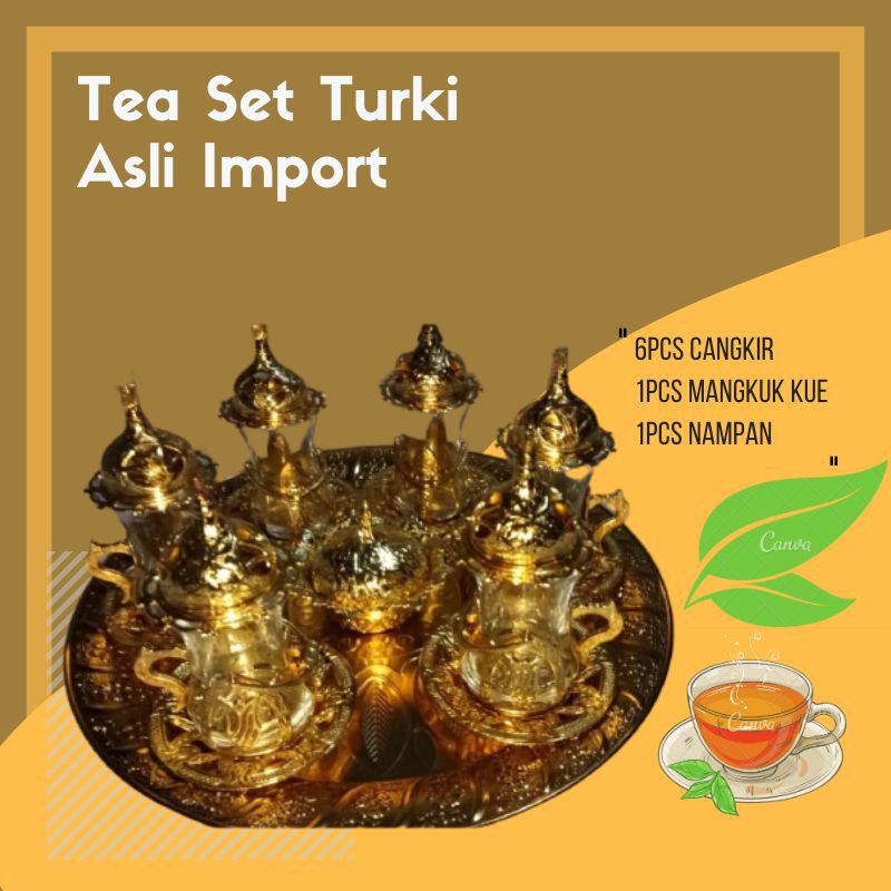 Tea Set Cangkir Teh Set Peralatan Minum Teh Asli Import Turki