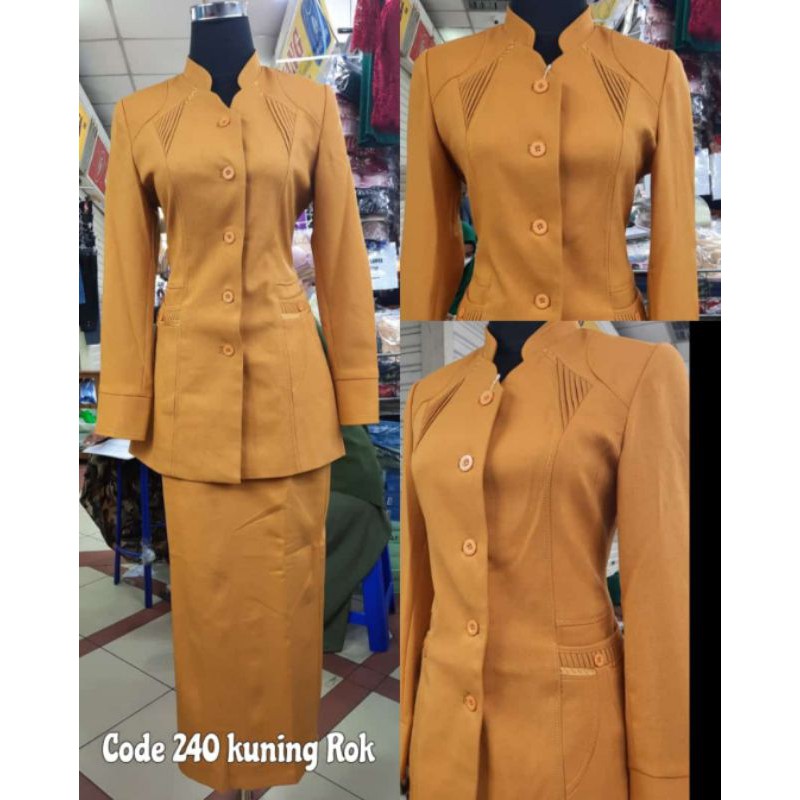 Set Baju Kerja Blazer Seragam Kantor Wanita Muslimah Kuning Kunyit Cantik Bank Guru Hotel Klinik Shopee Indonesia