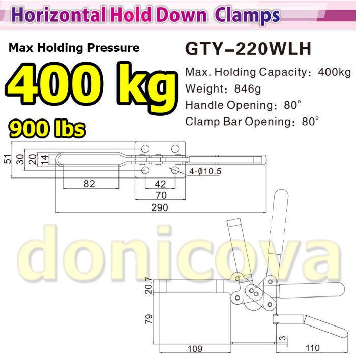 Toggle Clamp Vertical GH 220WLH GTY 220 WLH setara WIPRO TCH-915 400kg