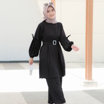 One Set Wanita Blouse Baju Panjang Tunik dan Celana Kulot Shakila Premium Muslim Casual Setelan Blus