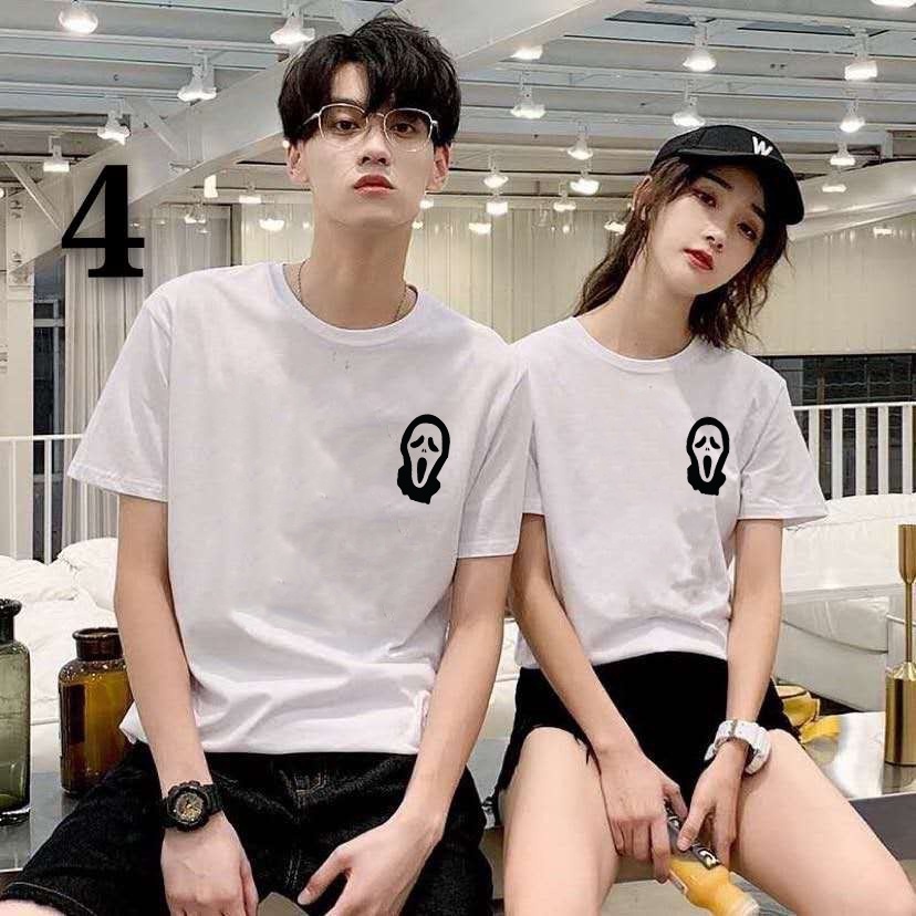 COUPLE sama pacar lengan pendek kapelan kembar atasan pasangan kapel kapelan tengkorak GHOSTFACE SCR