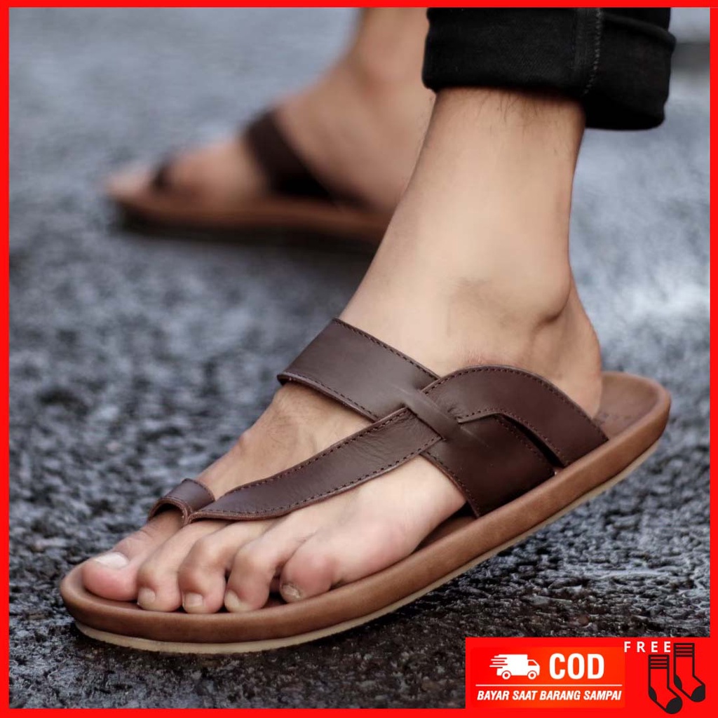 MOLK|Sandal Kulit Pria Sandal Kasual Terbaru 2021 Santai Nyaman Sol Anti-slip