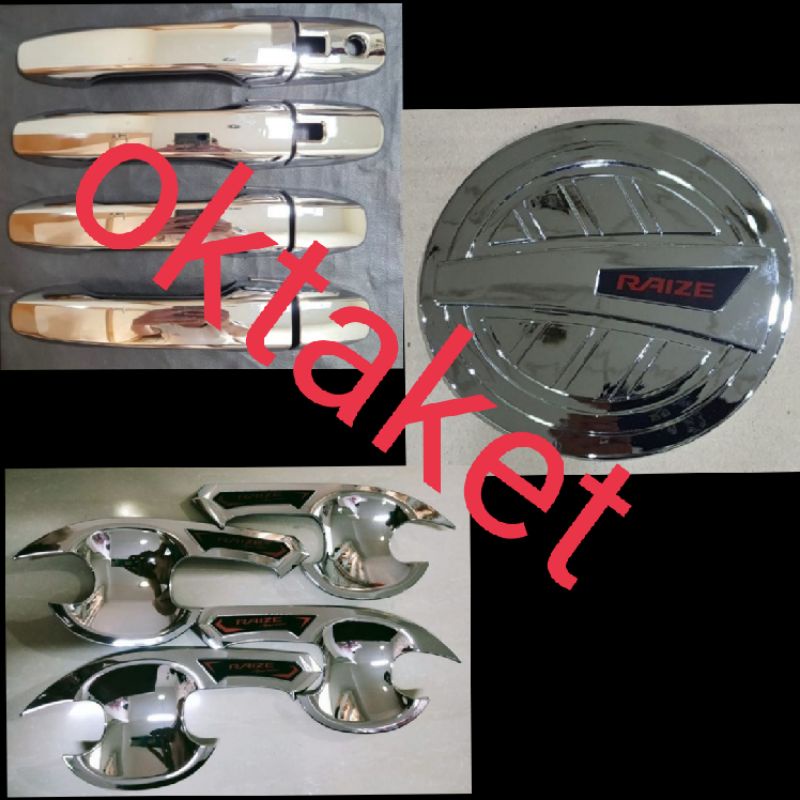 paket outer handle tank cover Toyota Raize 2021 2022 hitam chrome list merah