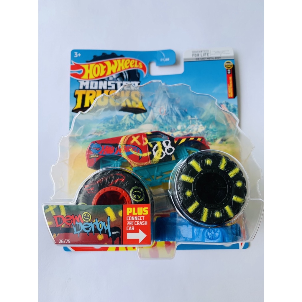 HOT WHEELS HOTWHEELS MONSTER TRUCKS TRUCK DEMO DERBY MERAH DIECAST MINIATUR MOBIL MAINAN MOBILAN ANA
