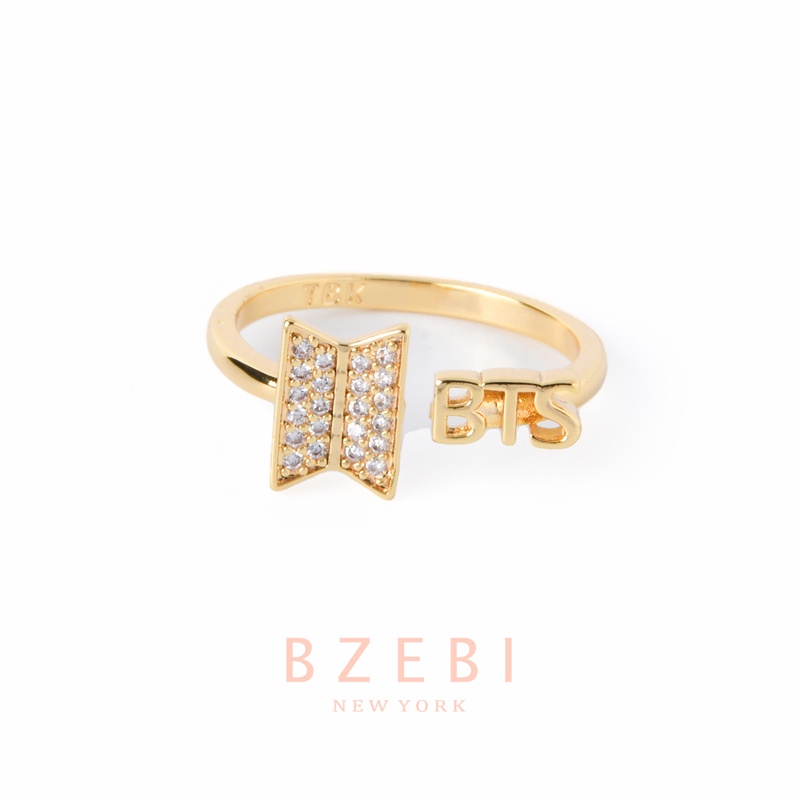 Bzebi Cincin Lapis Emas 18k Desain BTS Army Gaya Korea Dengan Kotak 900r Untuk Wanita