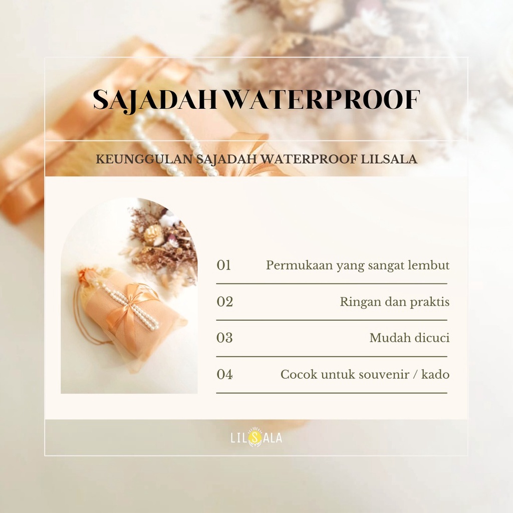 [TFL] Sajadah Waterproof Lembut Travelling Kado Souvenir Pernikahan Akikah Tahlilan Pengantin Oleh Oleh Haji Umroh Lebaran Idul Fitri Free Tasbih Mutiara Kemas Tas Tile