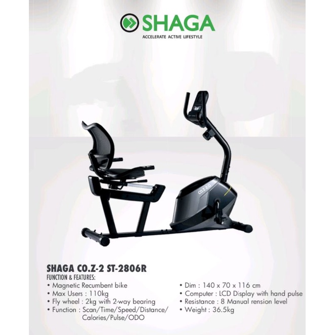 SHAGA CO.Z 2 RECUMBENT BIKE