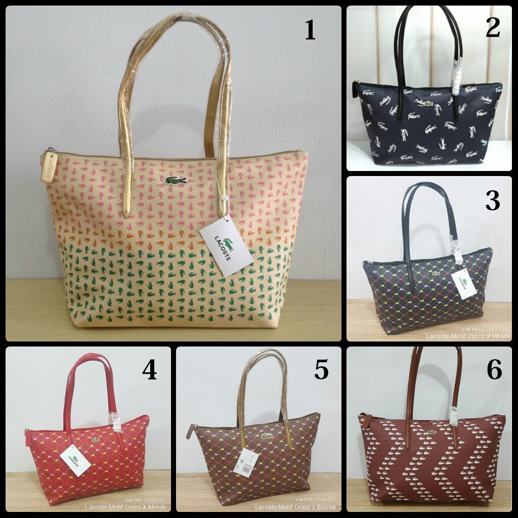 Tas / totebag lacoste horizontal motif croco