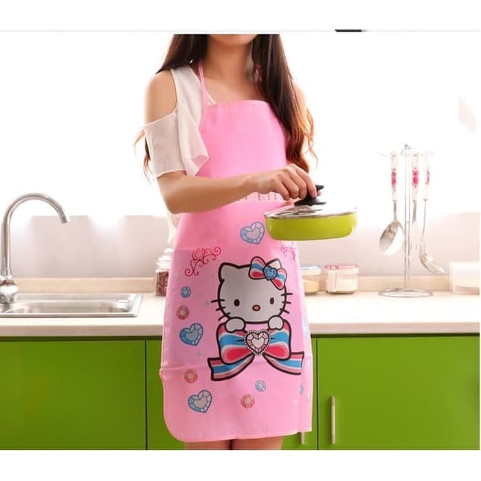 Celemek Masak Dapur Anti Air Minyak Motif Karakter Apron PVC - RANDOM