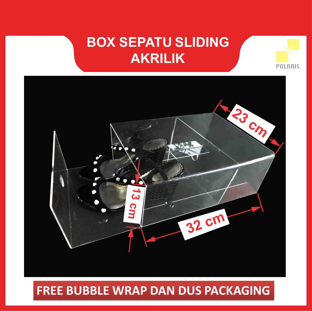 BOX SEPATU AKRILIK SLIDING / KOTAK SEPATU ACRYLIC / SHOES CASE ACRYLIC