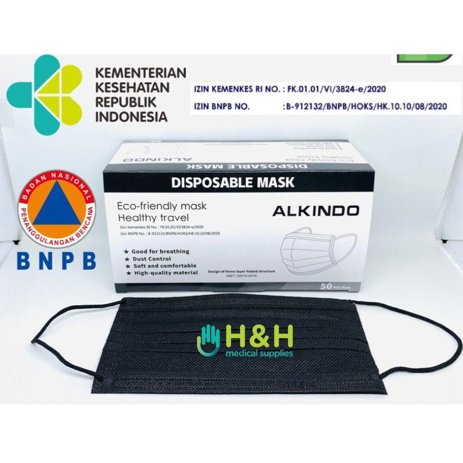 Masker Earloop 3ply Alkindo / Masker Bedah Karet / Masker Medis / Masker Earloop / Masker Alkindo