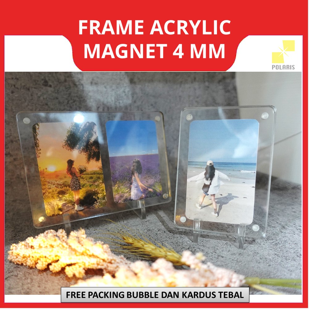 FRAME AKRILIK STAND TABLE TEBAL 4 MM-ACRYLIC FRAME MAGNET PC/PHOTOCARD IDOL KPOP-BINGKAI FOTO AKRILIK BENING PAJANGAN MEJA