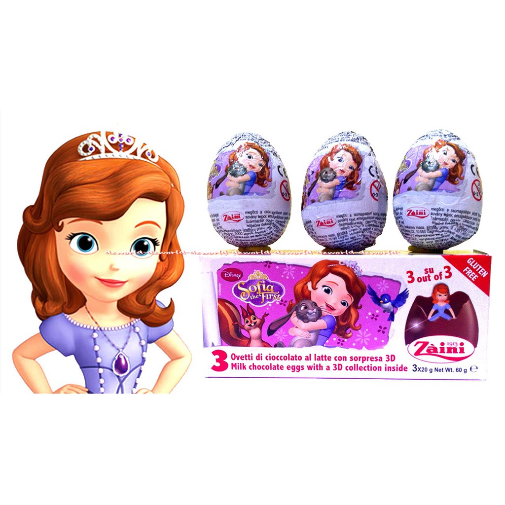 Zaini Shofia The First Coklat Disney Milk Chocolate Eggs Surprise Telur Zaini Sofia 1st