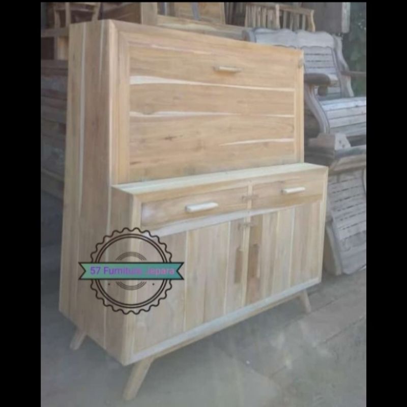 Meja belajar jati retro - Lemari unik serba guna kayu jati mentahan