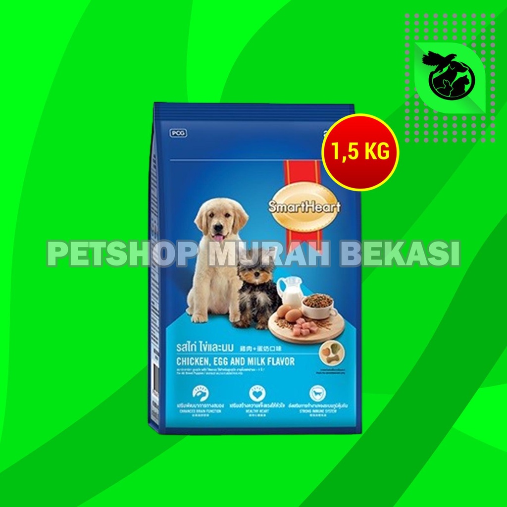 Makanan Anak Anjing Smart Heart Puppy Chicken Egg &amp; Milk 1,5kg