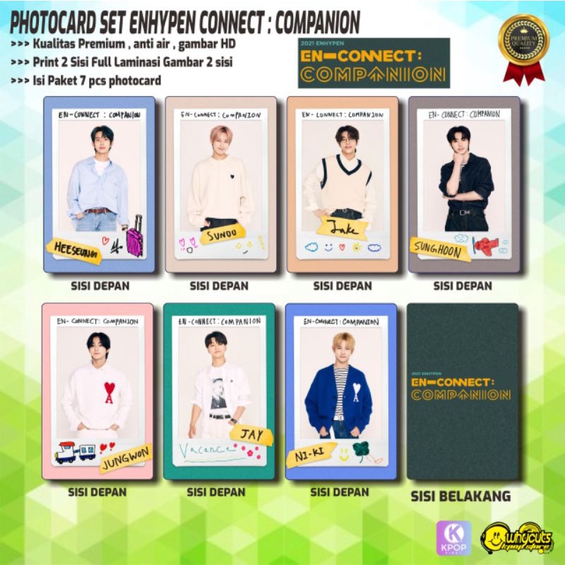 PHOTOCARD SET PC KPOP PREMIUM ENHYPEN // CONECT COMPANION 2021 Print 2 sisi full Laminasi