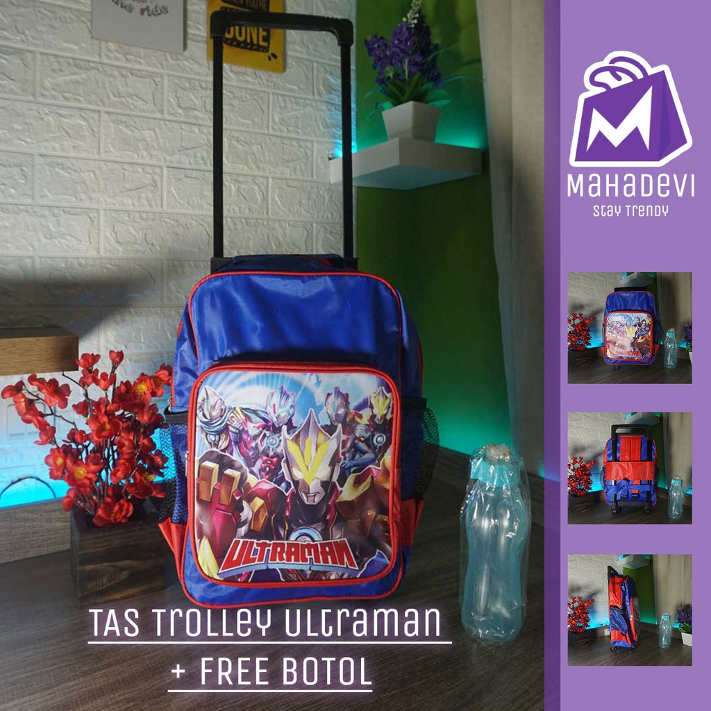 Tas Troli Anak Sekolah Cowok Karakter Ultraman Trolley Koper Dorong