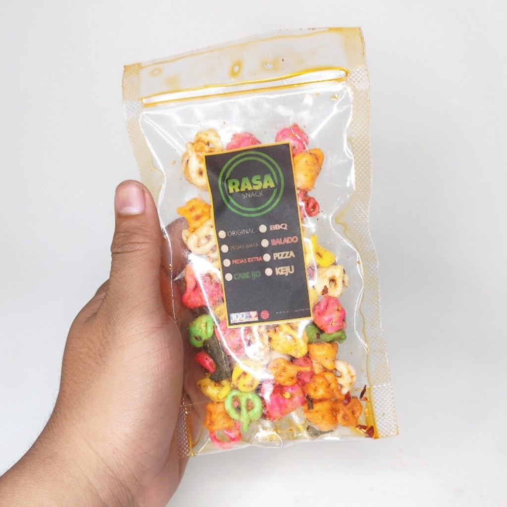 

Kerupuk Keong Seblak 30gr Daun Jeruk Kemasan Standing Pouch