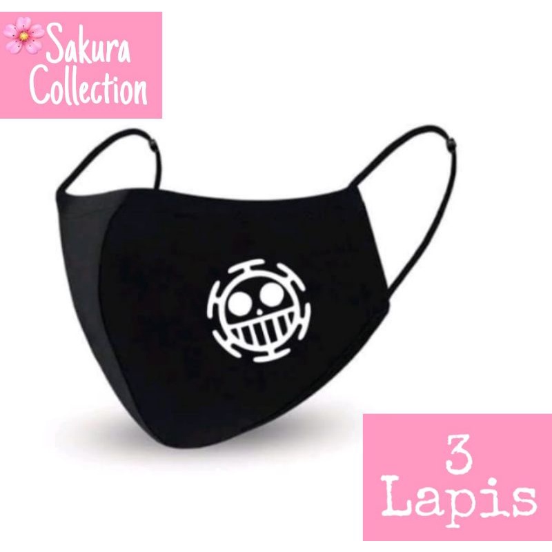 Masker Anime ONE PIECE LOGO Kain 3 ply / Scuba Anak Dewasa / Earloop