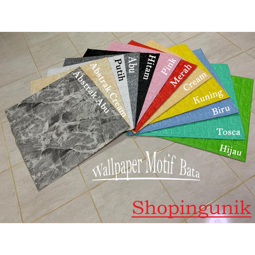 77x70cm Wallpaper Dinding Tembok Motif Foam Panel Bata Batu Kayu (1kilo