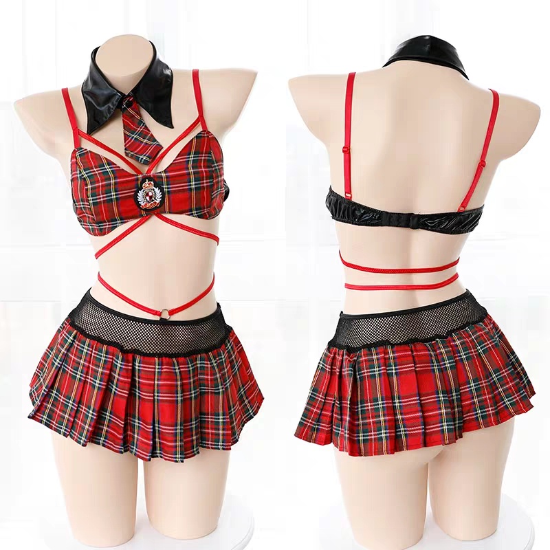 Sexy Lingerie Wanita Perancis pelaut Seragam Sexy Cosplay seragam siswa Lingerie Set {Kombo } 3A357