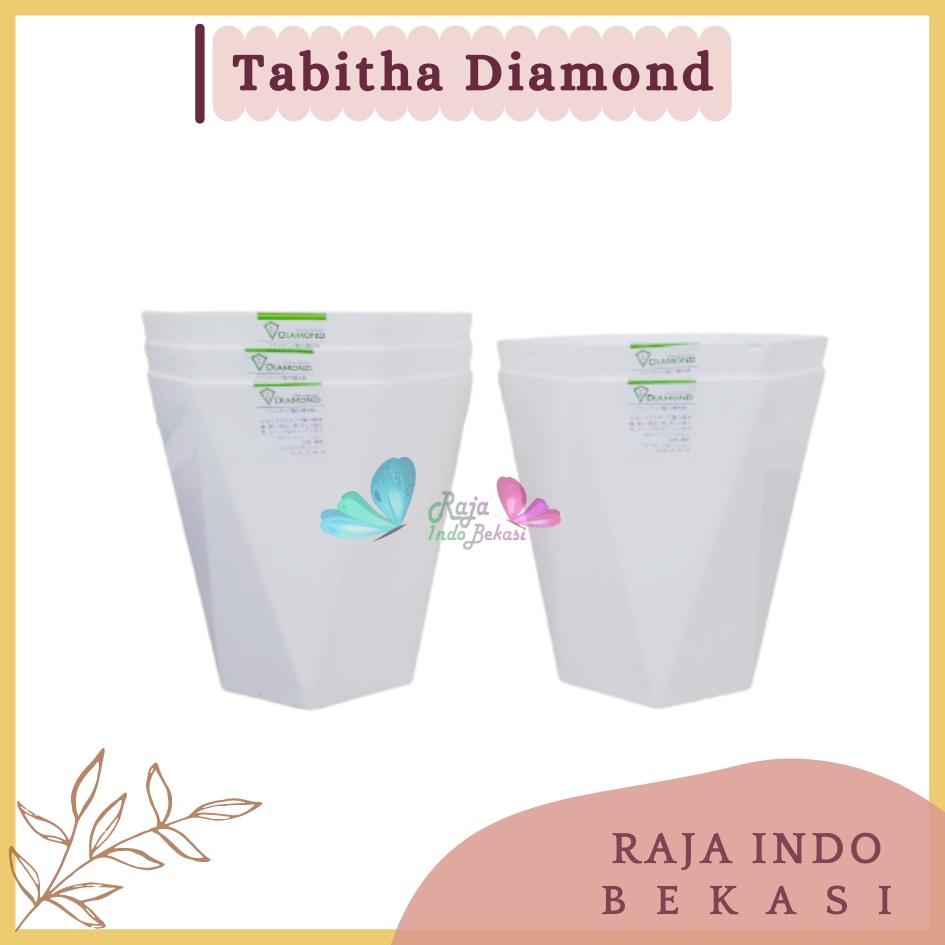 Rajaindobekasi Pot Tabitha Diamond 25 Putih Pot Bunga Tanaman Tinggi Pot Diamond Tabitha Putih Pink 20 25 30 35 Grosir