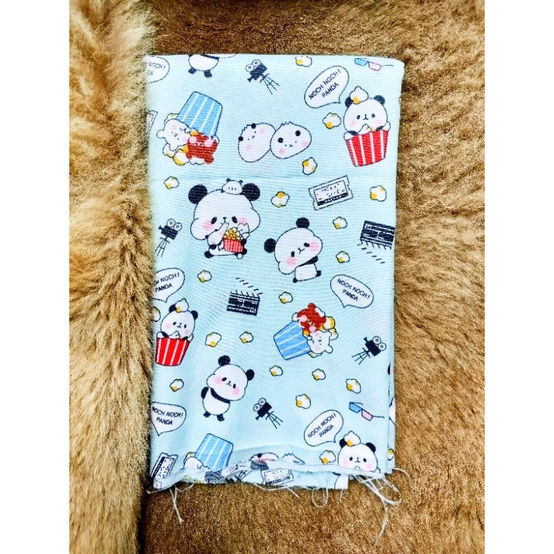 kain perca  motif panda warna tosca
