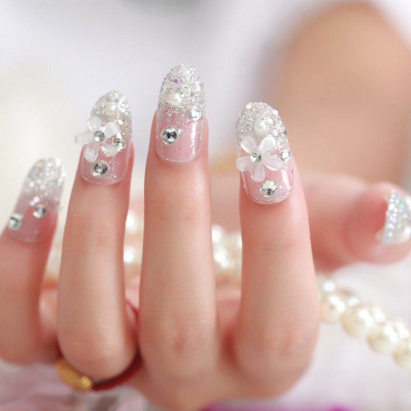 Kuku Palsu 3D/ Nail Art/ untuk Pengantin/isi 24pcs Fake Nails for Bride