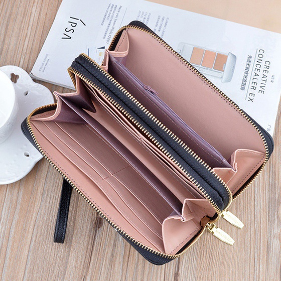 DOMPET PANJANG WANITA PREMIUM IMPORT BESAR 2 RESLETING MUAT HP KULIT HITAM CANNA WA518B5 TALI PENDEK SLOT KARTU UANG KOIN FASHION CEWEK MURAH KOREA BRANDED BATAM KEKINIAN REMAJA