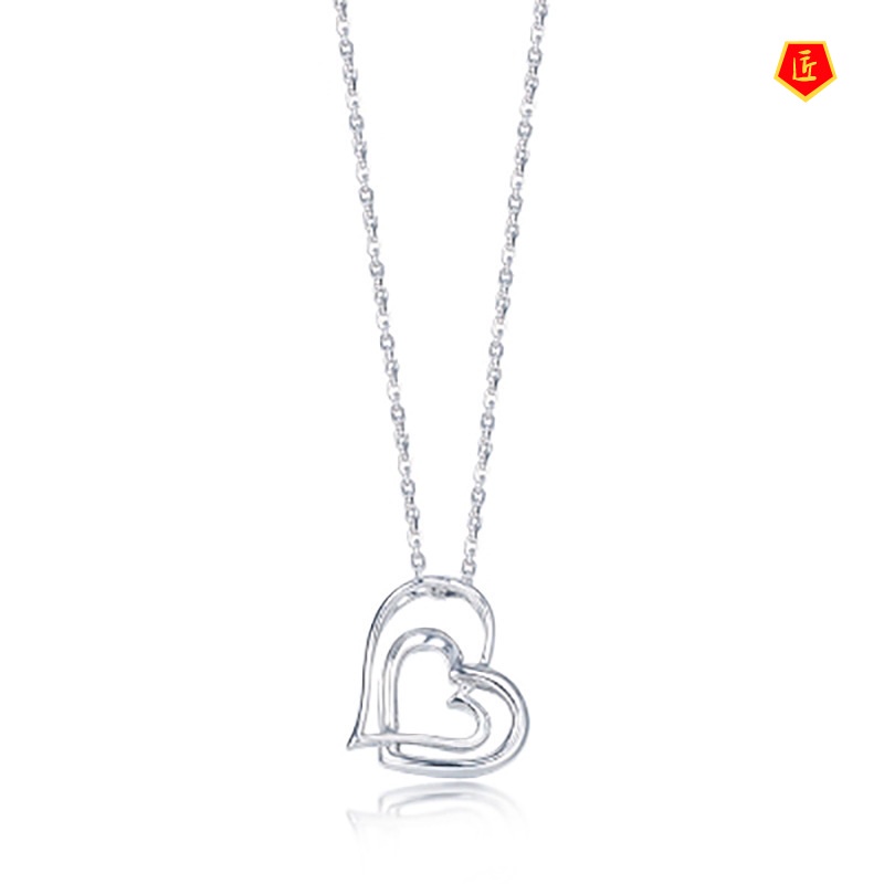 [Ready Stock]Silver Necklace Women's Japanese and Korean-Style Heart-Shaped Pendant Valentine's Day Gift