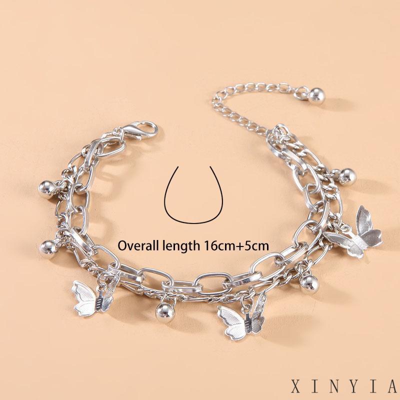 Xia.id Gelang Tangan Wanita Model Manik Butterfly Ball Rumbai Lapis Ganda