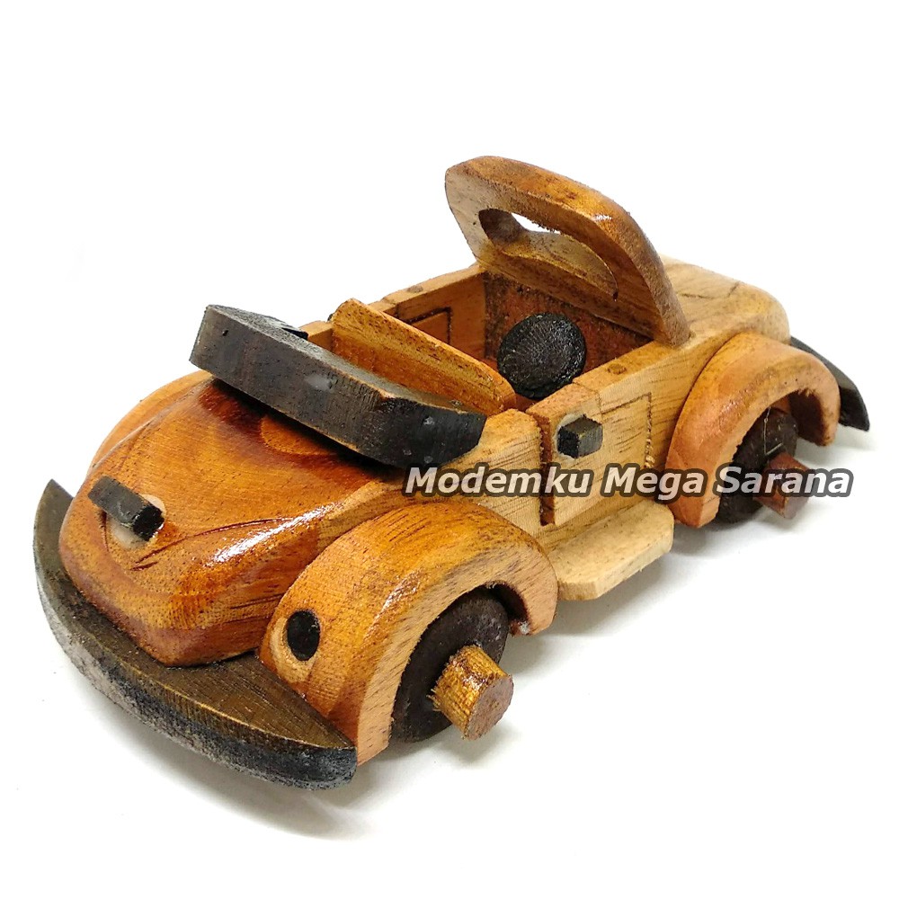 Diecast Miniatur Mobil VW Terbuka Kayu - Ukuran S Mini 13x7x5 cm