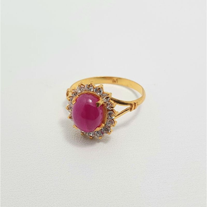 Cincin Emas Muda Batu Ungu Mata2 Putih 2 Gram