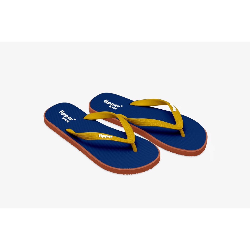 FIPPER Wide Blue (Sherpa) / Maroon / Gold - sandal jepit pria/wanita