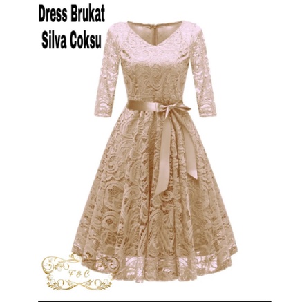 Dress Panjang Lengan Pendek Wanita Dress Kondangan Pendek Brukat Casual Dress Baju Dress Wanita 2021