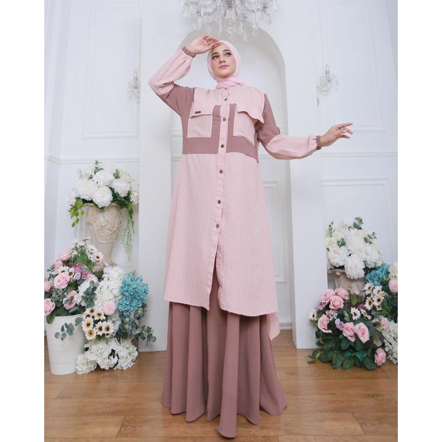 READY‼️Dress lengan kutung + Outer Panjang 145cm Annisa Syar'i by ASM