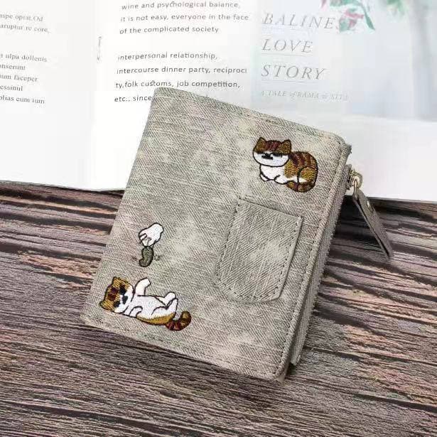 DOMPET WANITA LIPAT KULIT KUCING FELICIA IMPORT MURAH  MOTIF WA033B2  DENIM ORI C18219 KOREA JAKARTA